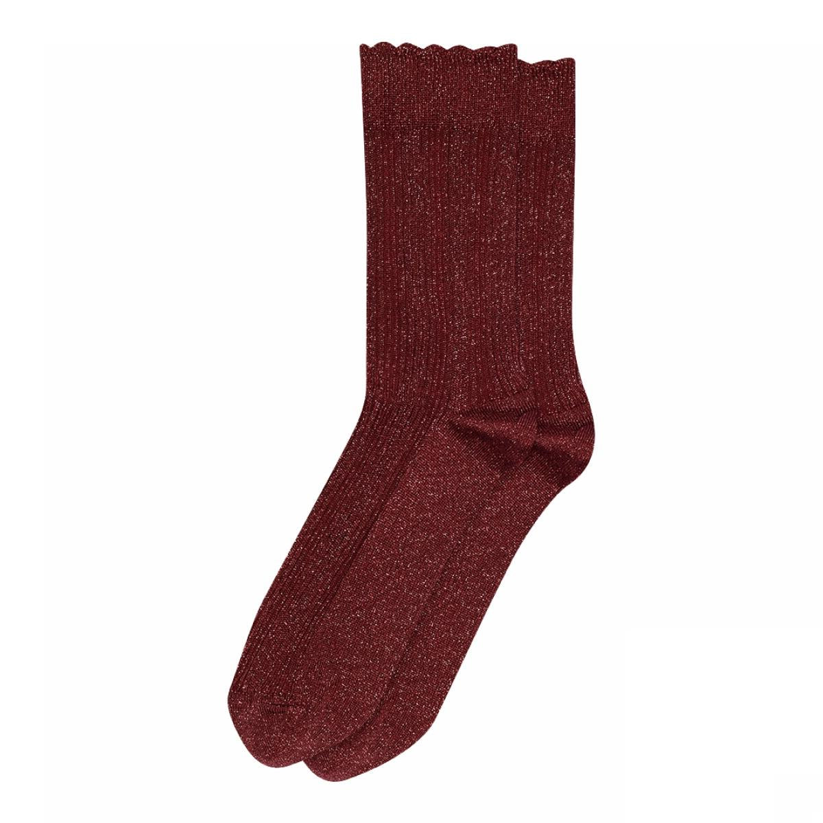 Julia glimmerstrømper - Wine Red